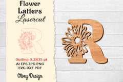 Flower Letters Laser Cut File SVG Bundle 4 - CraftNest - Digital Crafting and Art