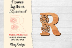 Flower Letters Laser Cut SVG Bundle 45 - CraftNest - Digital Crafting and Art