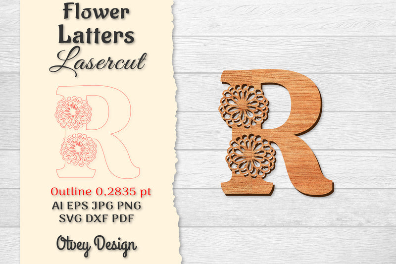 Flower Letters Laser Cut SVG Bundle 45 - CraftNest - Digital Crafting and Art