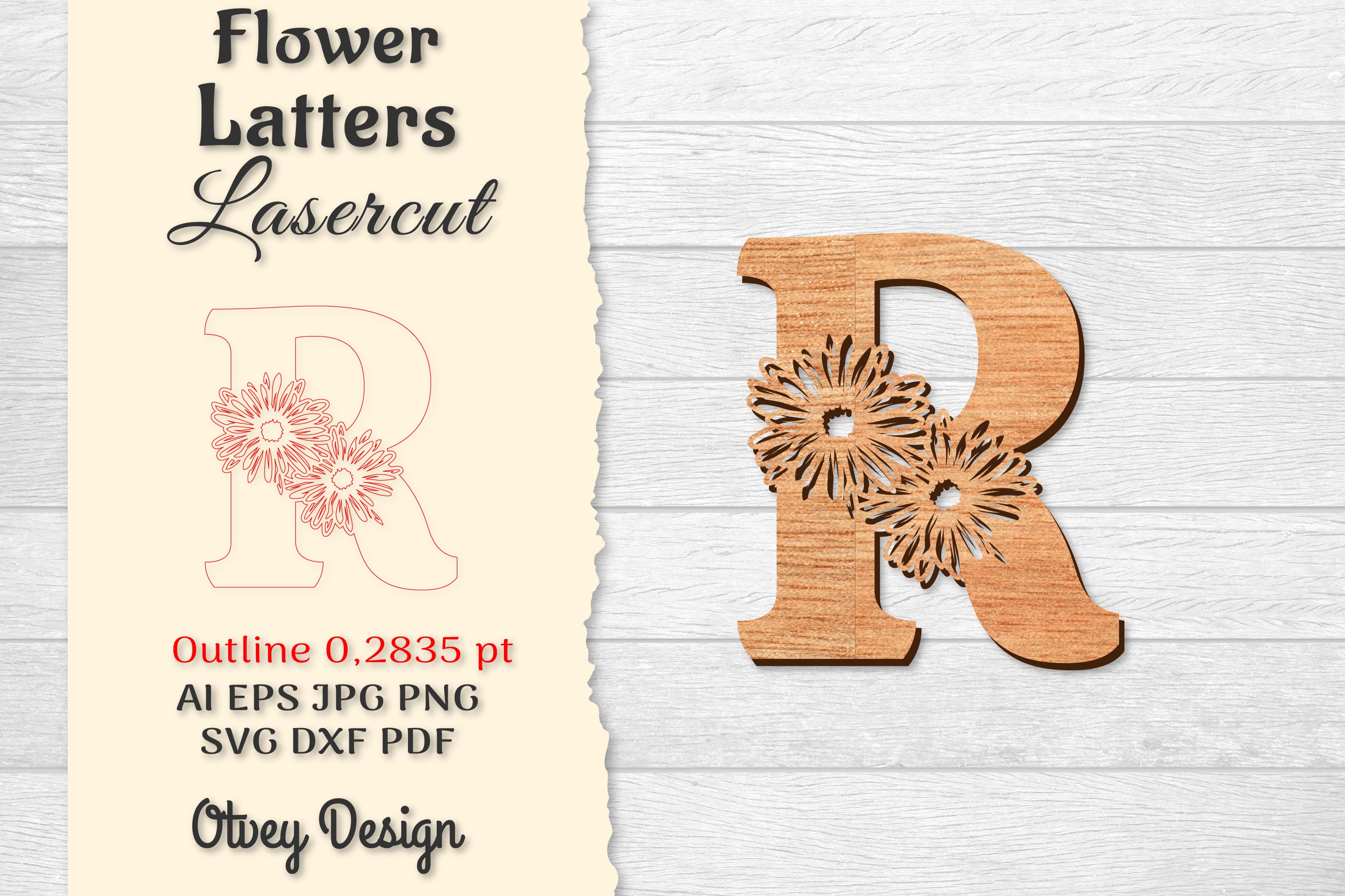 Flower Letters Laser Cut File SVG Bundle 76 - CraftNest - Digital Crafting and Art