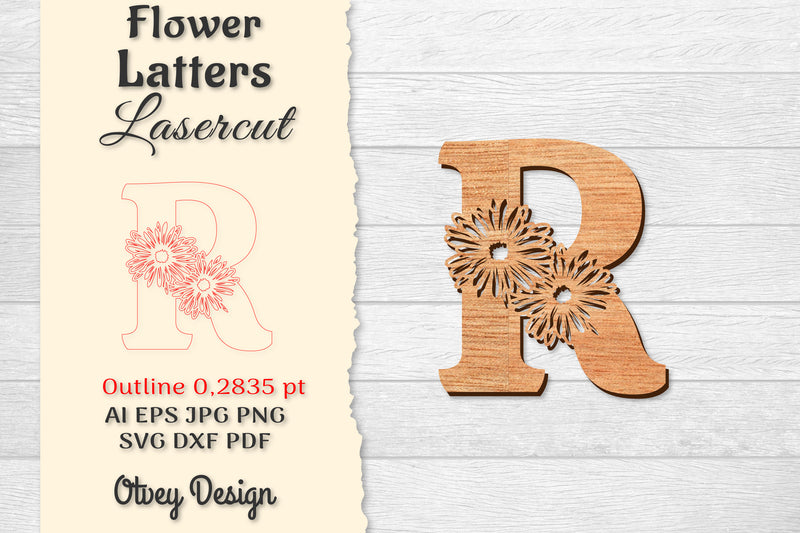 Flower Letters Laser Cut File SVG Bundle 76 - CraftNest - Digital Crafting and Art
