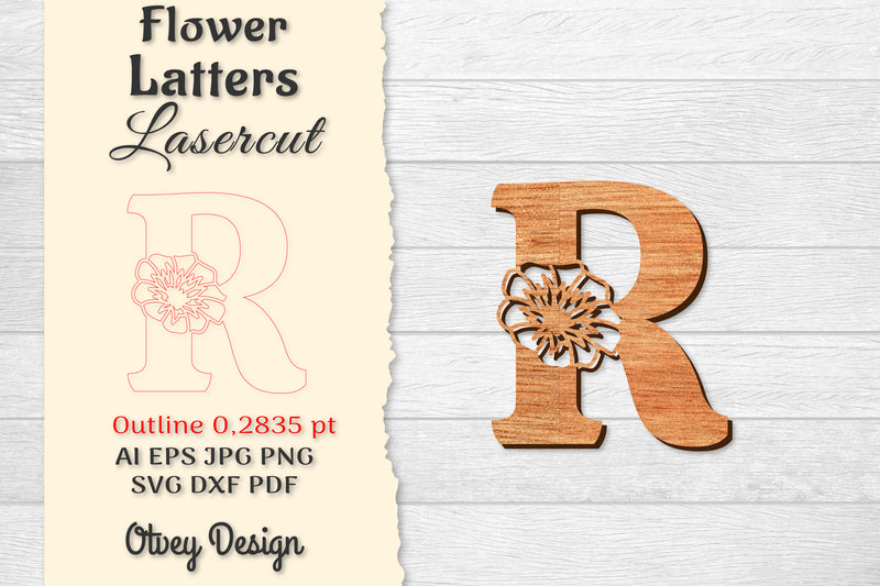 Flower Letters Laser Cut File SVG Bundle 10 - CraftNest - Digital Crafting and Art