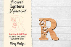 Flower Letters Laser Cut SVG Bundle 100 - CraftNest - Digital Crafting and Art