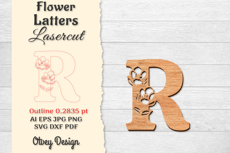 Flower Letters Laser Cut SVG Bundle 100 - CraftNest - Digital Crafting and Art