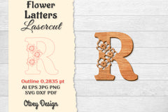 Flower Letters Laser Cut SVG Bundle 133 - CraftNest - Digital Crafting and Art