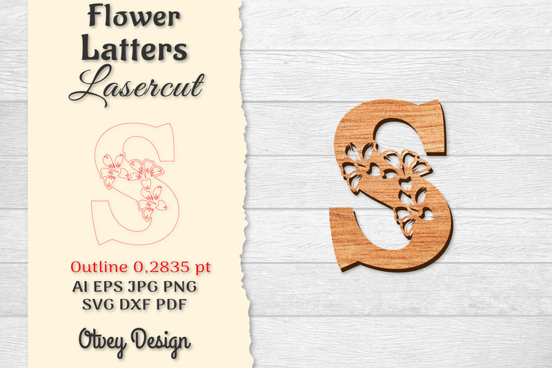 Flower Letters Laser Cut SVG Bundle 148 - CraftNest - Digital Crafting and Art