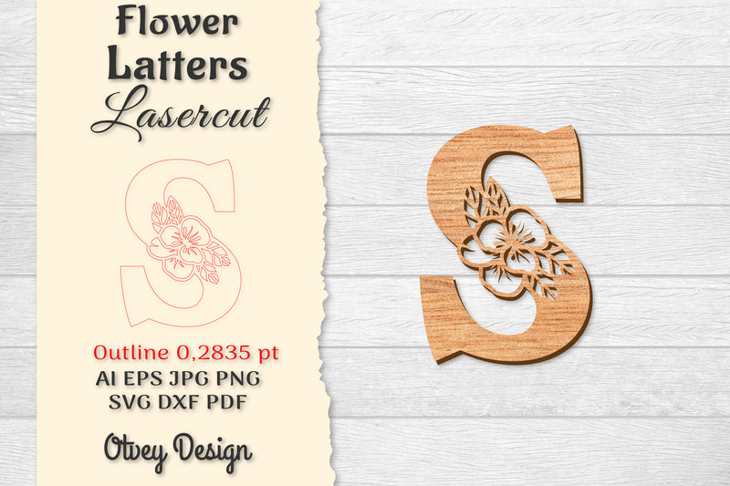 Flower Letters Laser Cut SVG Bundle 84 - CraftNest - Digital Crafting and Art