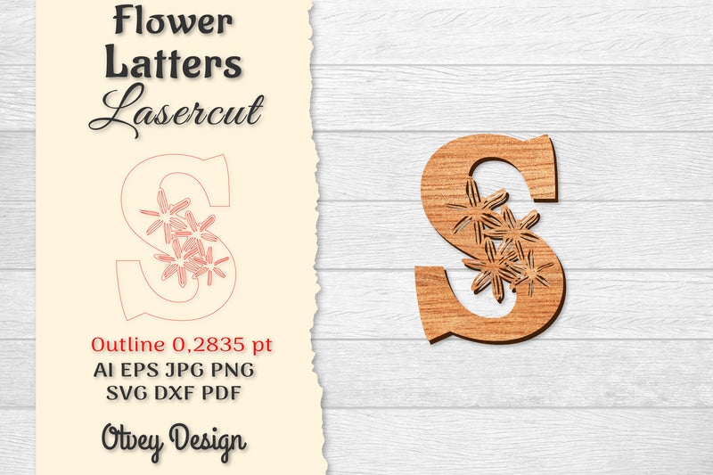 Flower Letters Laser Cut File SVG Bundle 39 - CraftNest - Digital Crafting and Art