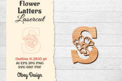 Flower Letters Laser Cut File SVG Bundle 56 - CraftNest - Digital Crafting and Art