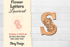 Flower Letters Laser Cut SVG Bundle 72 - CraftNest - Digital Crafting and Art