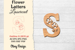 Flower Letters Laser Cut File SVG Bundle 99 - CraftNest - Digital Crafting and Art
