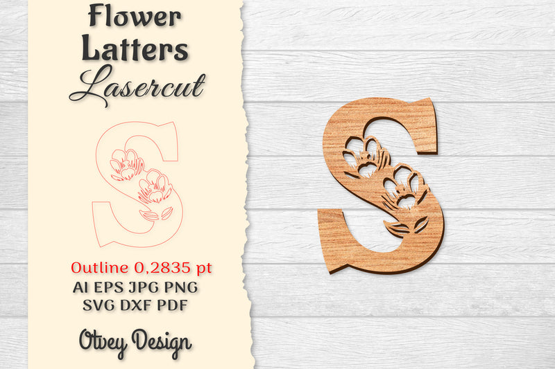 Flower Letters Laser Cut File SVG Bundle 99 - CraftNest - Digital Crafting and Art