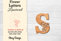 Flower Letters Laser Cut File SVG Bundle 106 - CraftNest - Digital Crafting and Art