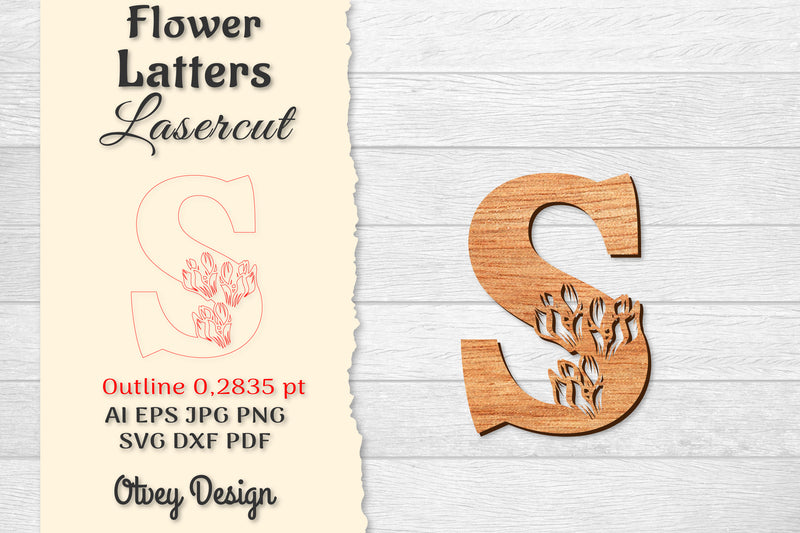Flower Letters Laser Cut File SVG Bundle 106 - CraftNest - Digital Crafting and Art