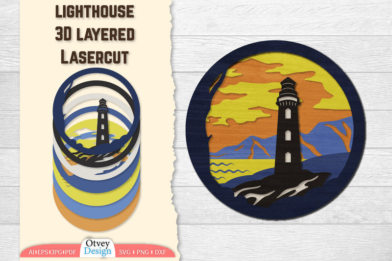 Lighthouse 3D Layered Lasercut SVG Bundle 1 - CraftNest - Digital Crafting and Art