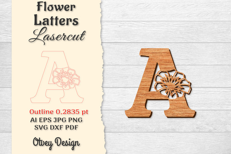 Flower Letters Laser Cut SVG Bundle 21 - CraftNest - Digital Crafting and Art
