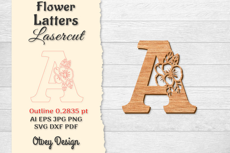 Flower Letters Laser Cut File SVG Bundle 78 - CraftNest - Digital Crafting and Art