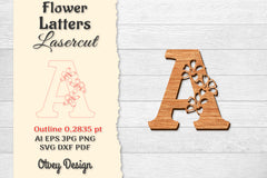 Flower Letters Laser Cut File SVG Bundle 117 - CraftNest - Digital Crafting and Art