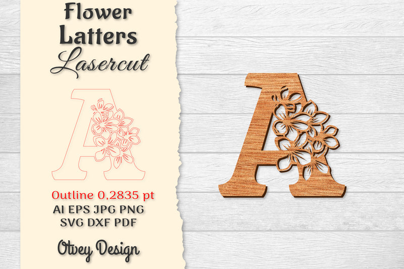 Flower Letters Laser Cut File SVG Bundle 131 - CraftNest - Digital Crafting and Art