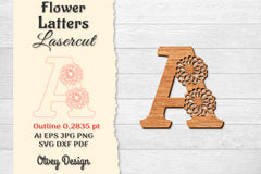 Flower Letters Laser Cut SVG Bundle 36 - CraftNest - Digital Crafting and Art