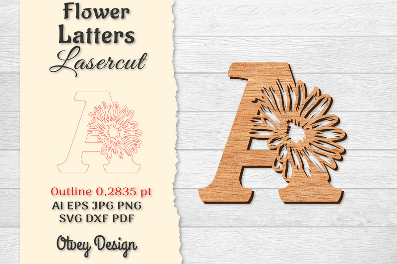 Flower Letters Laser Cut SVG Bundle - CraftNest - Digital Crafting and Art
