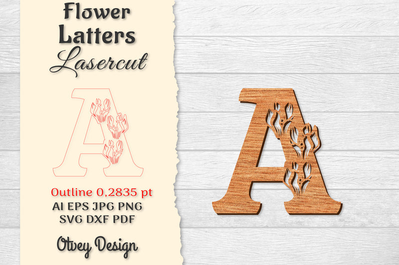 Flower Letters Laser Cut SVG Bundle 106 - CraftNest - Digital Crafting and Art