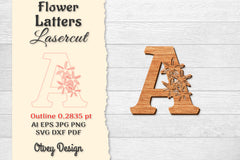 Flower Letters Laser Cut SVG Bundle 50 - CraftNest - Digital Crafting and Art