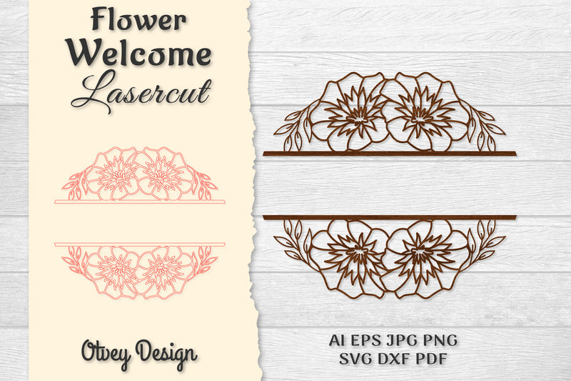 Flower Welcome Slip Lasercut SVG Bundle - CraftNest - Digital Crafting and Art