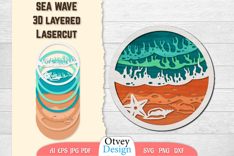 Sea Wave 3D Layered Lasercut SVG Bundle 1 - CraftNest - Digital Crafting and Art