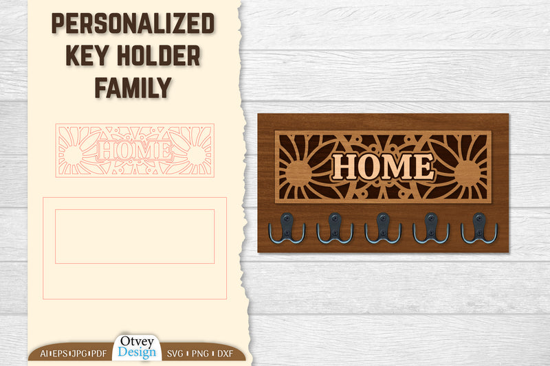 Personalized Key Holder Lasercut SVG Bundle - CraftNest - Digital Crafting and Art