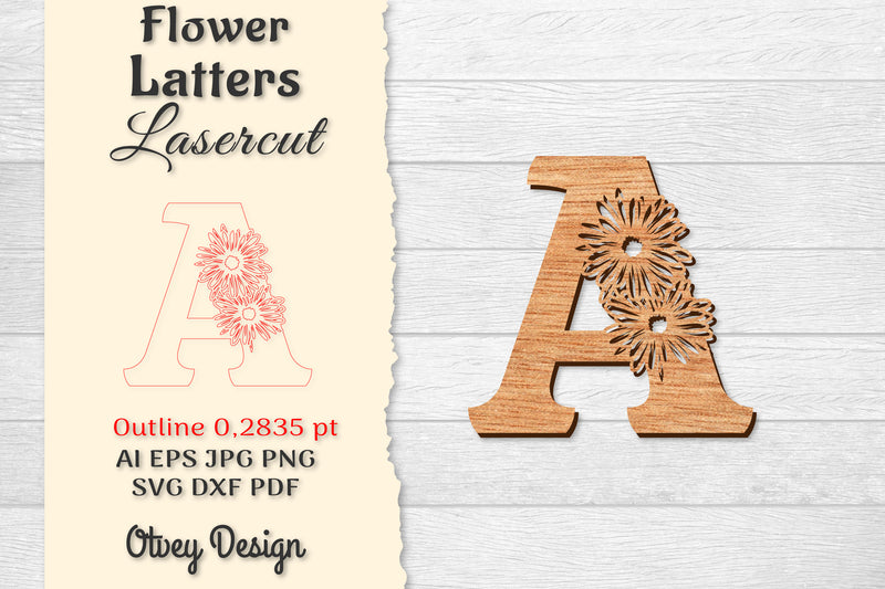 Flower Letters Laser Cut SVG Bundle 67 - CraftNest - Digital Crafting and Art