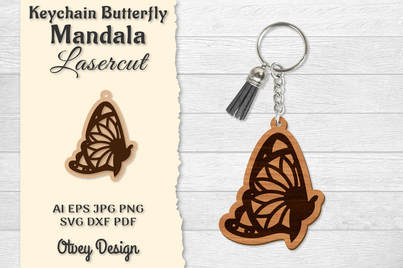 Butterfly Mandala Keychain SVG Bundle 9 - CraftNest - Digital Crafting and Art