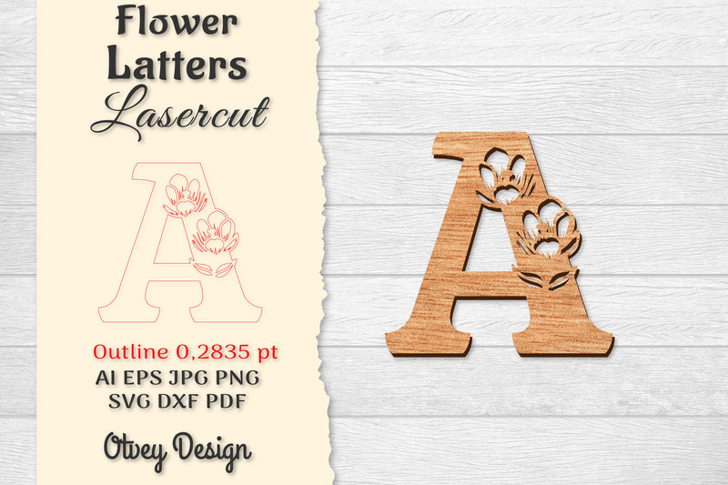 Flower Letters Laser Cut SVG Bundle 87 - CraftNest - Digital Crafting and Art