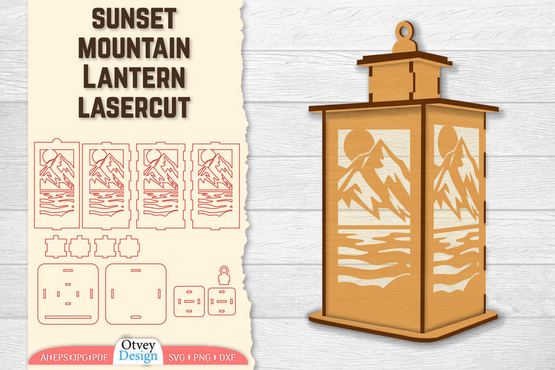 Sunset Mountain Lamp Lasercut SVG Bundle 1 - CraftNest - Digital Crafting and Art