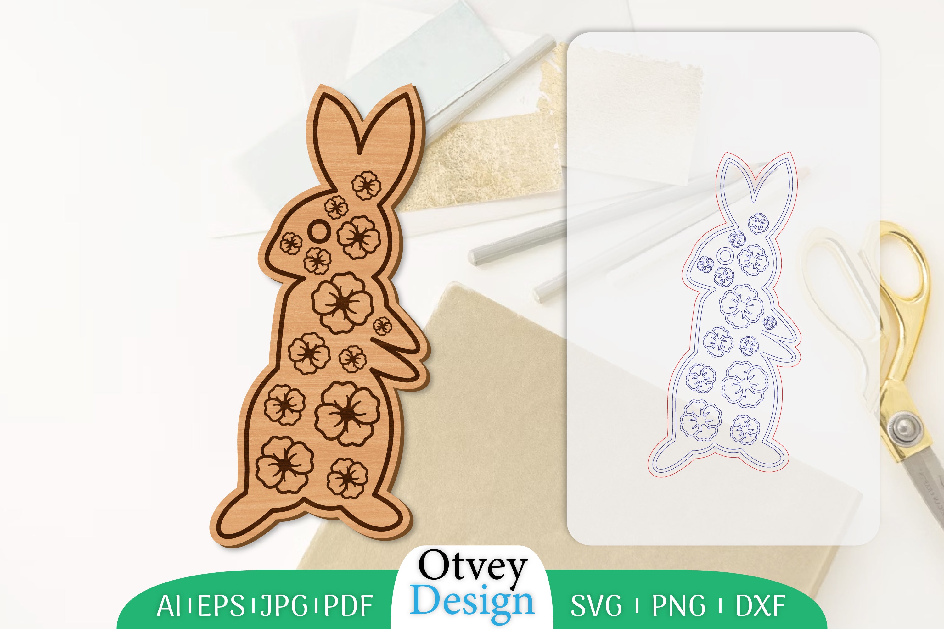 Rabbit Flower Lasercut SVG Bundle 1 - CraftNest - Digital Crafting and Art