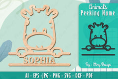 Animals Peeking Name Sign SVG Bundle 1 - CraftNest - Digital Crafting and Art
