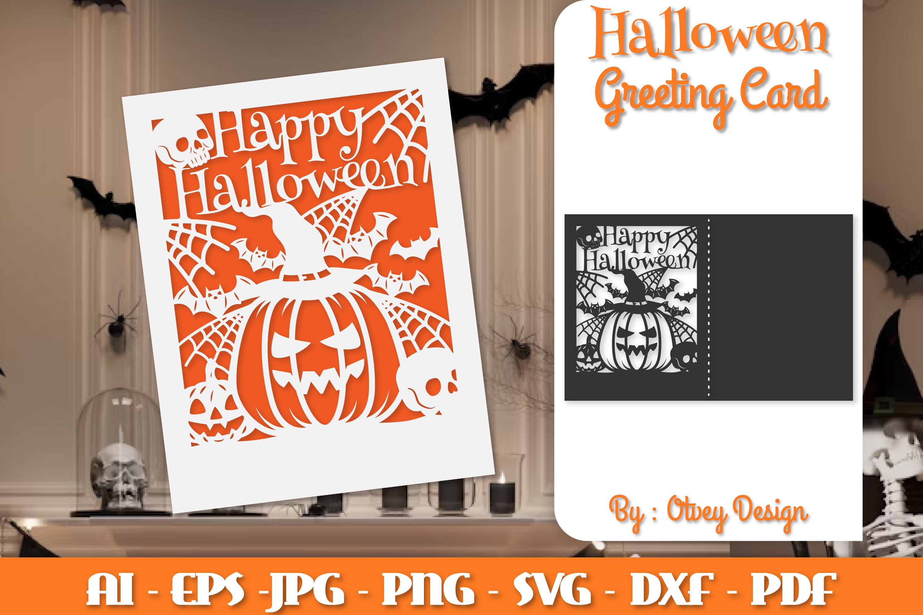 Halloween Scene Greeting Card SVG Bundle