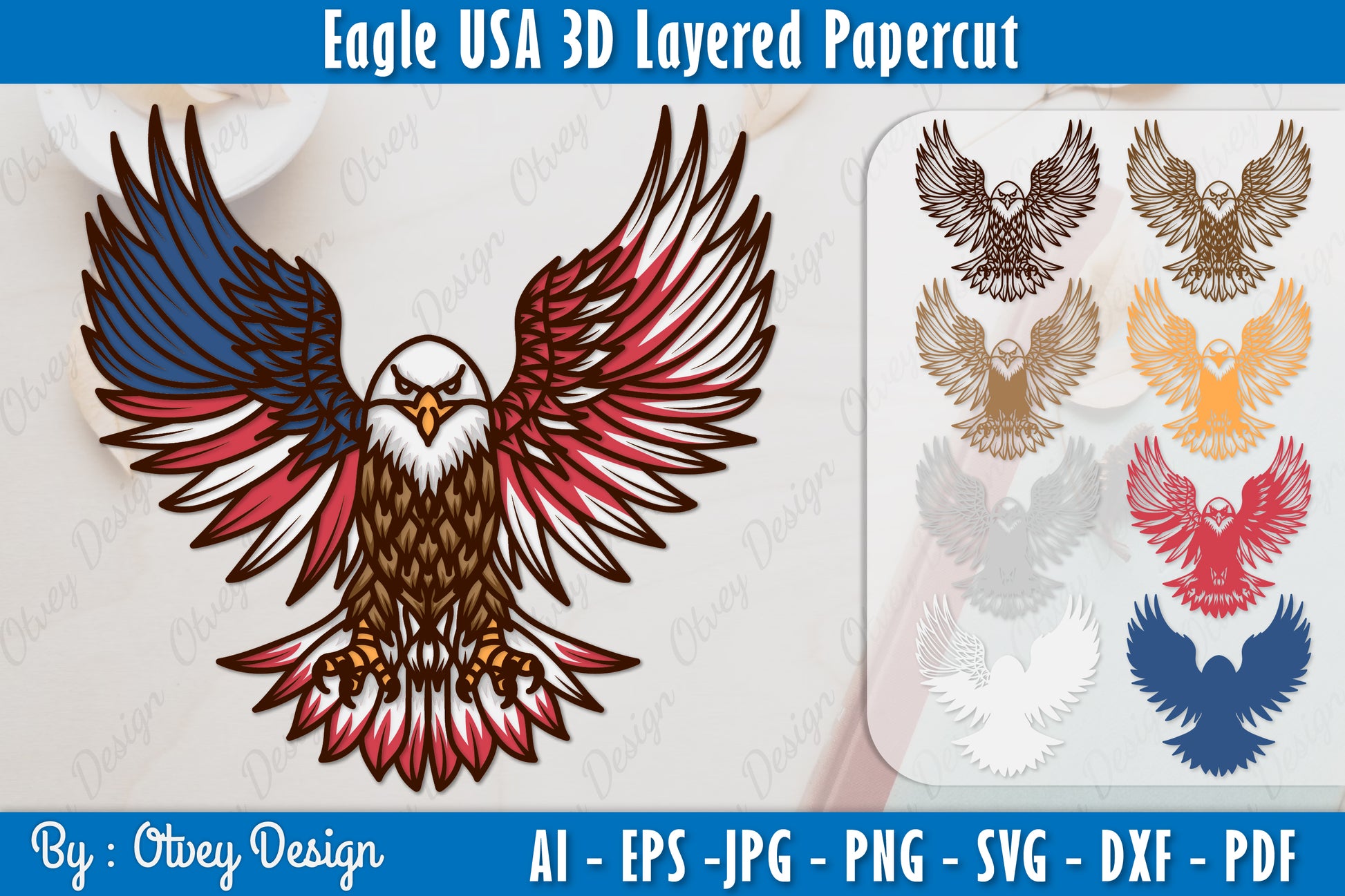 Eagle 3D Layered Papercut SVG Bundle - CraftNest - Digital Crafting and Art