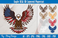 Eagle 3D Layered Papercut SVG Bundle - CraftNest - Digital Crafting and Art