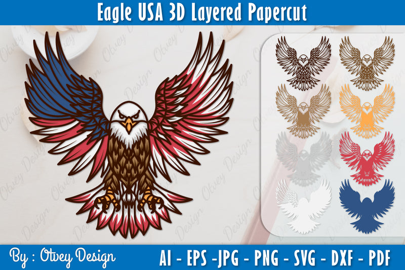 Eagle 3D Layered Papercut SVG Bundle - CraftNest - Digital Crafting and Art