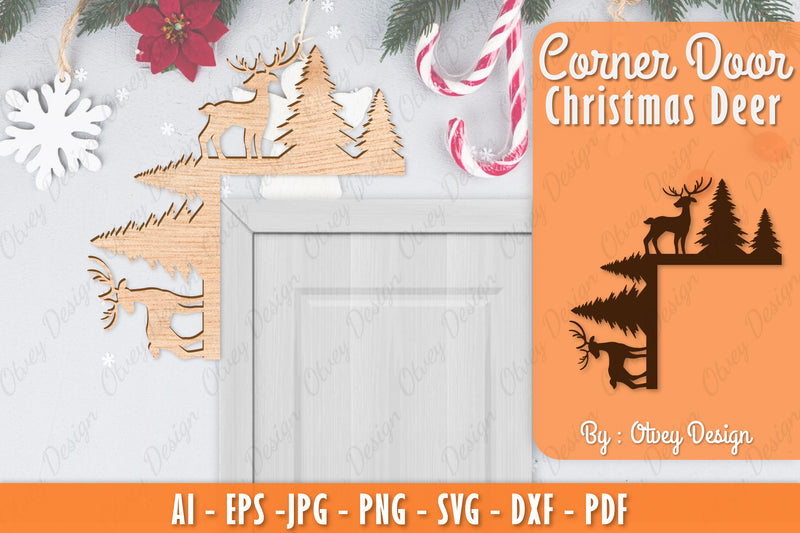 Christmas Deer Door Corner Lasercut SVG Bundle 11 - CraftNest - Digital Crafting and Art