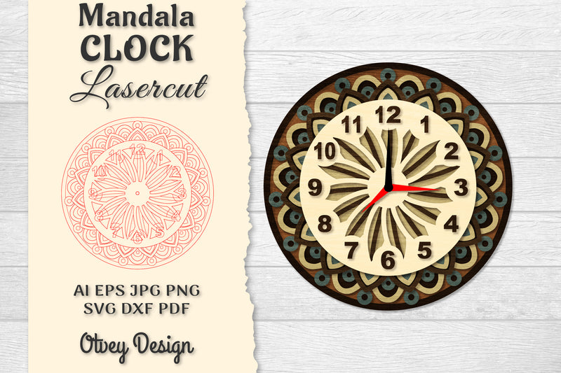 Clock Mandala Lasercut SVG Bundle 1 - CraftNest - Digital Crafting and Art