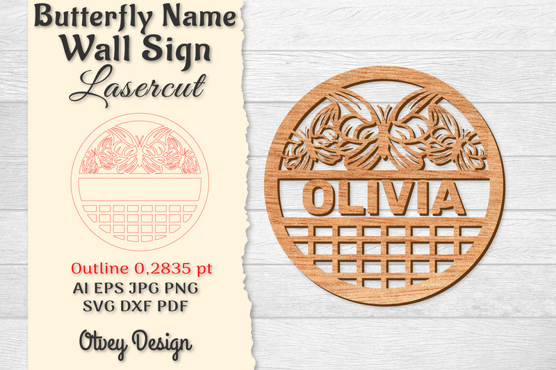 Butterfly Name Wall Art Sign SVG Bundle - CraftNest - Digital Crafting and Art