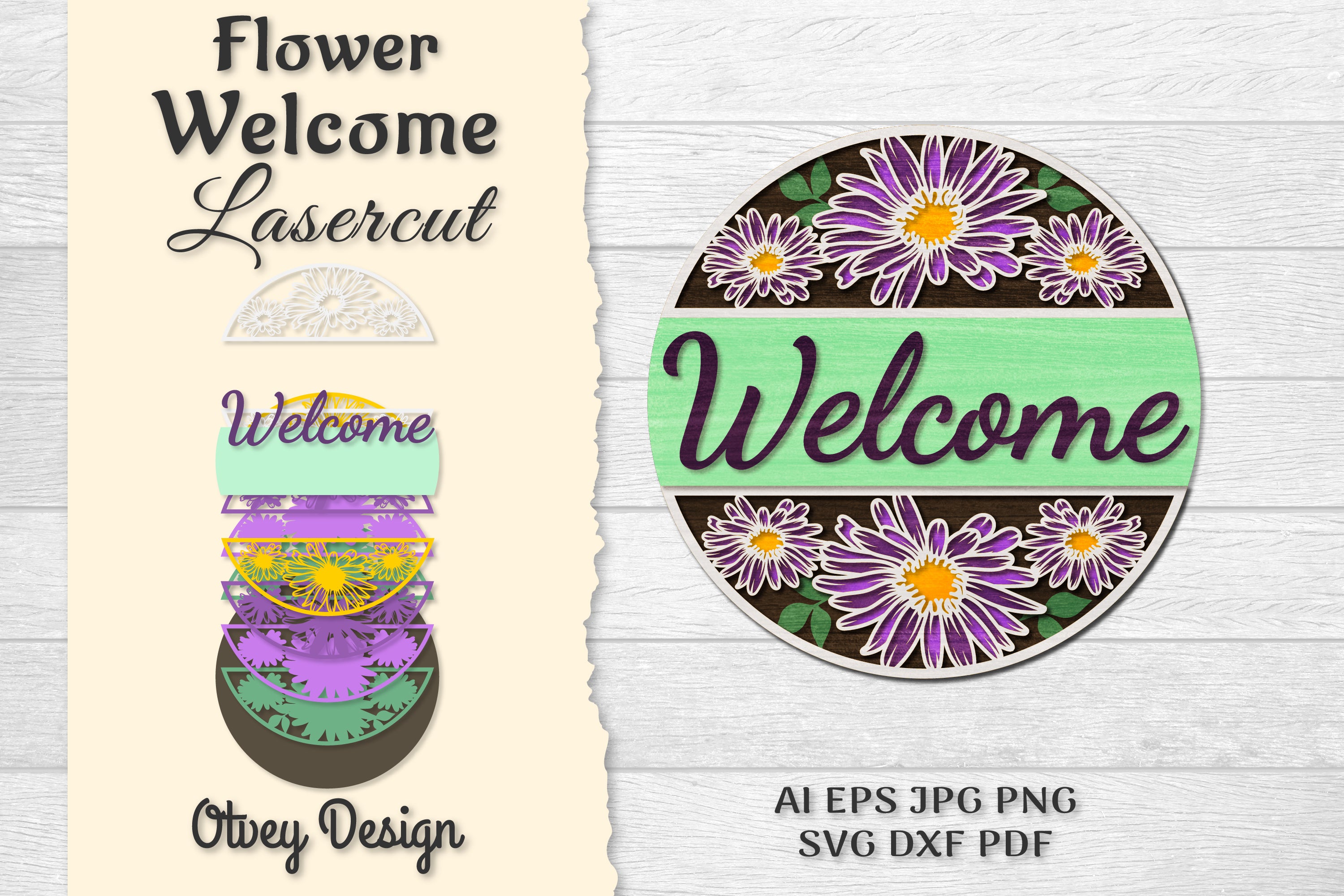 Flower Welcome Lasercut SVG Bundle 1 - CraftNest - Digital Crafting and Art