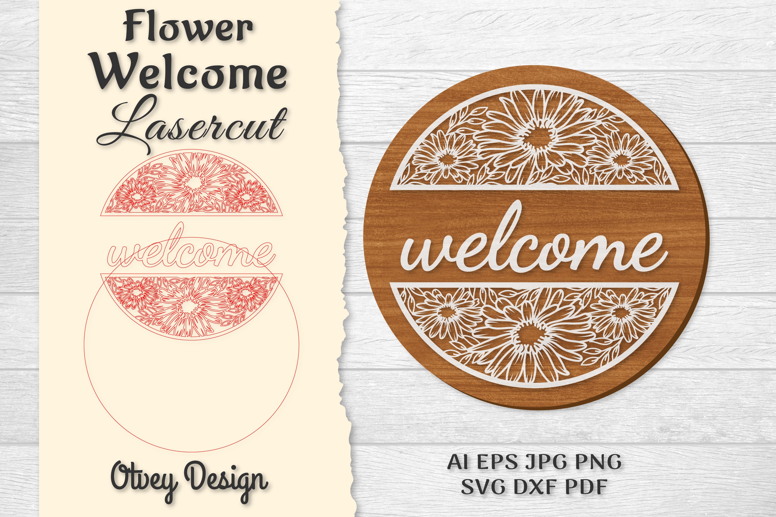 Flower Welcome Lasercut SVG Bundle 278 - CraftNest - Digital Crafting and Art