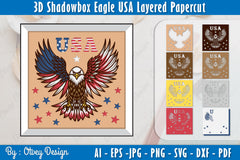 3D Shadow Box Eagle Layered Papercut SVG Bundle - CraftNest - Digital Crafting and Art