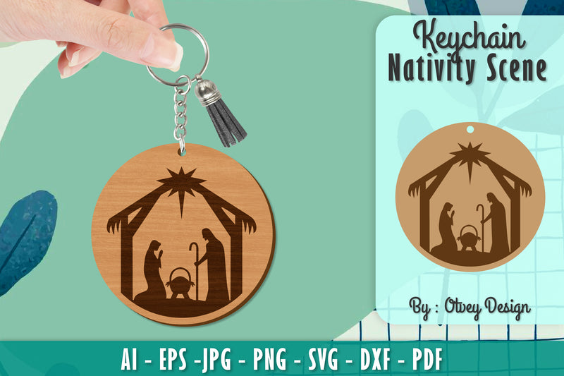 Nativity Scene Keychain Laser Cut SVG Bundle 1 - CraftNest - Digital Crafting and Art
