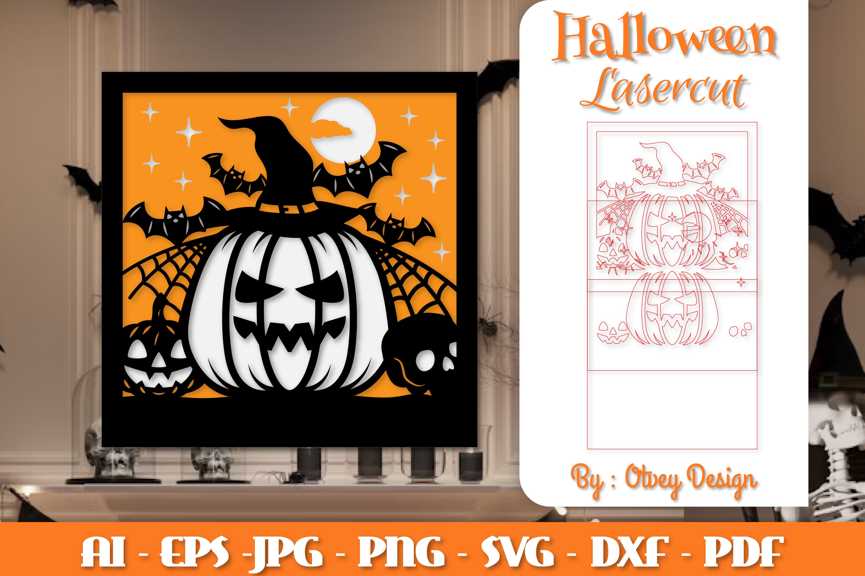Halloween Decorations Layered Lasercut SVG Bundle
