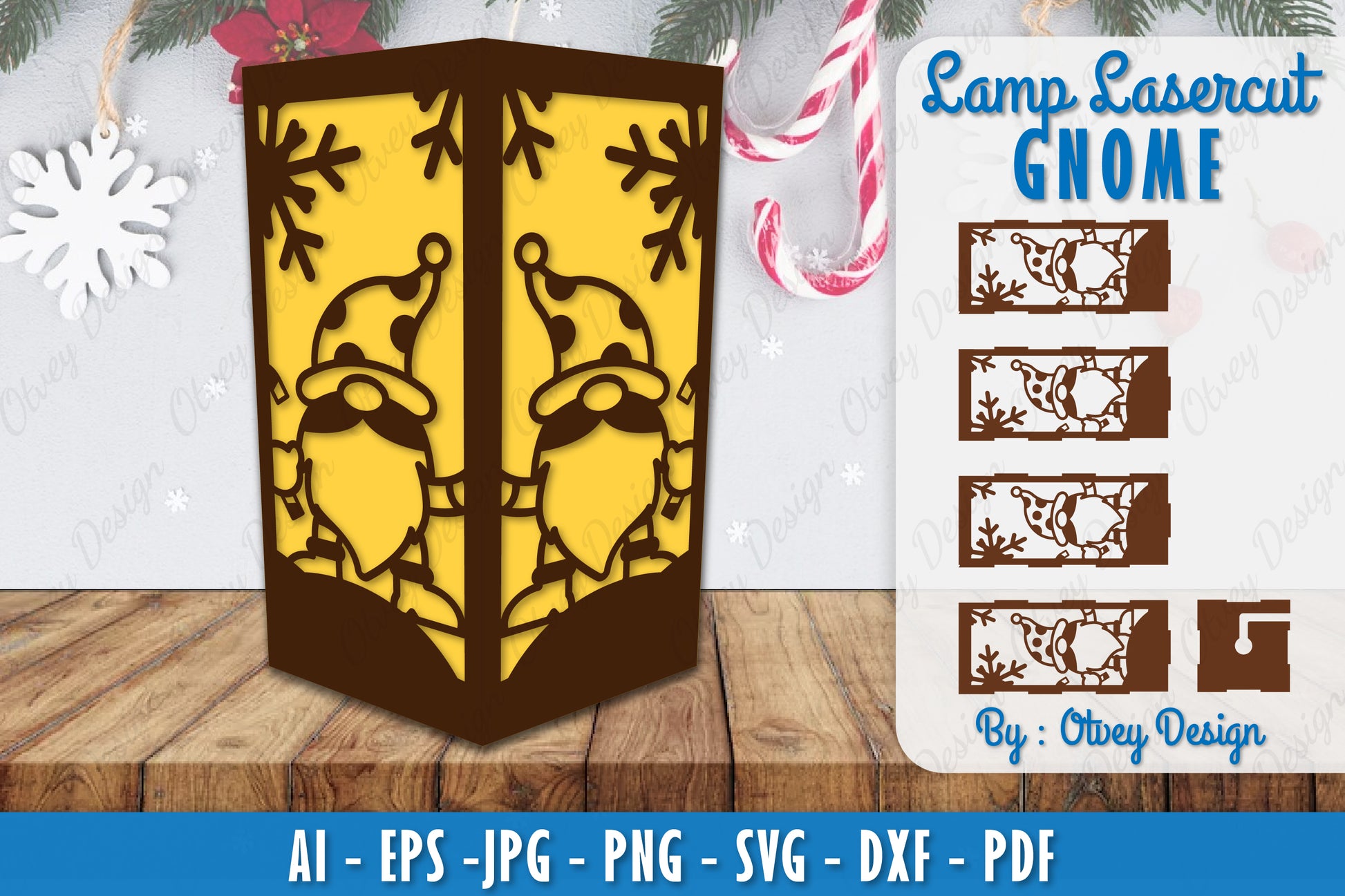 Christmas Gnome Lamp Lasercut SVG Bundle 1 - CraftNest - Digital Crafting and Art