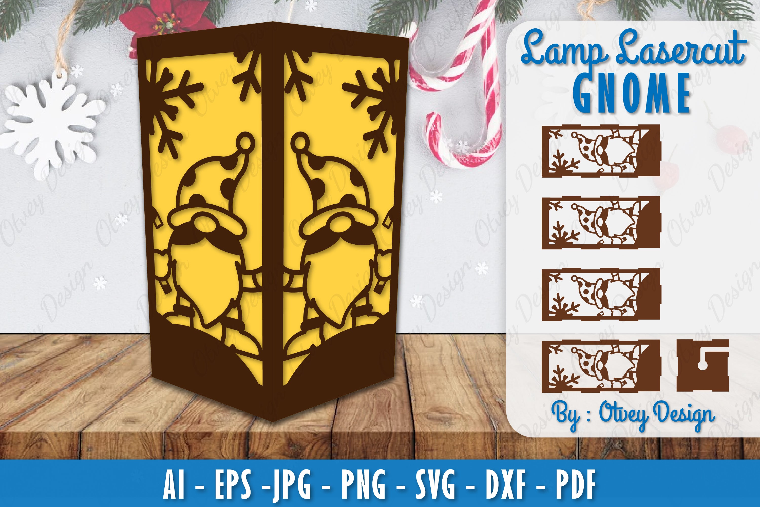 Christmas Gnome Lamp Lasercut SVG Bundle 1 - CraftNest - Digital Crafting and Art